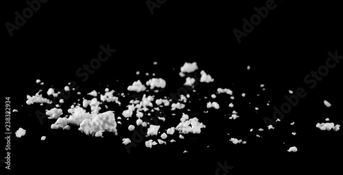 Fototapeta Naklejka Na Ścianę i Meble -  Crumbled styrofoam isolated on black background