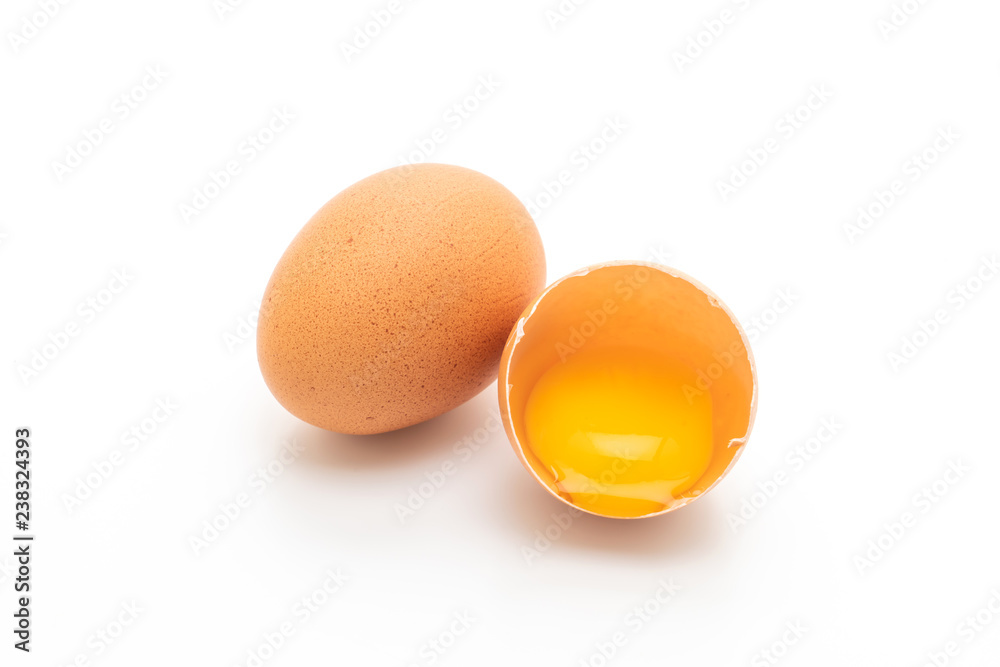 Cracked egg and shell on a white background Cracked egg and shell on a white background
