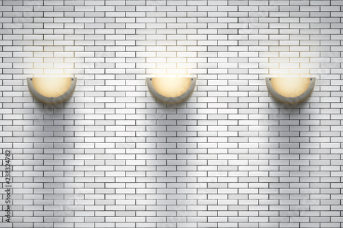 Quadro em tela Brick wall room with vintage sconce lamps