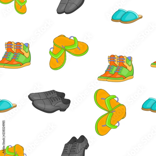 Footwear for different seasons pattern. Cartoon illustration of footwear for different seasons vector pattern for web