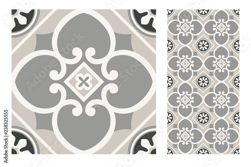 tiles Portuguese patterns antique seamless design in Vector illustration vintage	