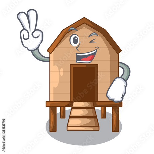 Two finger chiken coop isolated on a mascot