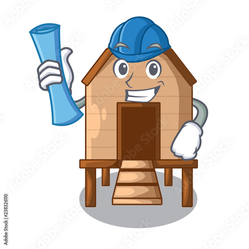 Architect chiken coop isolated on a mascot