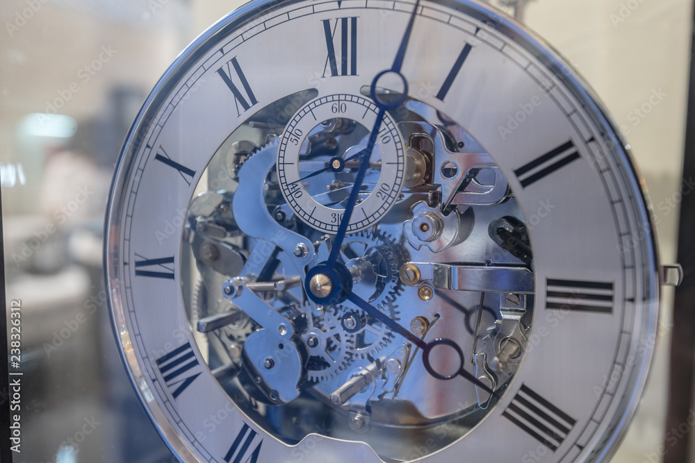 close up of mechanical clock