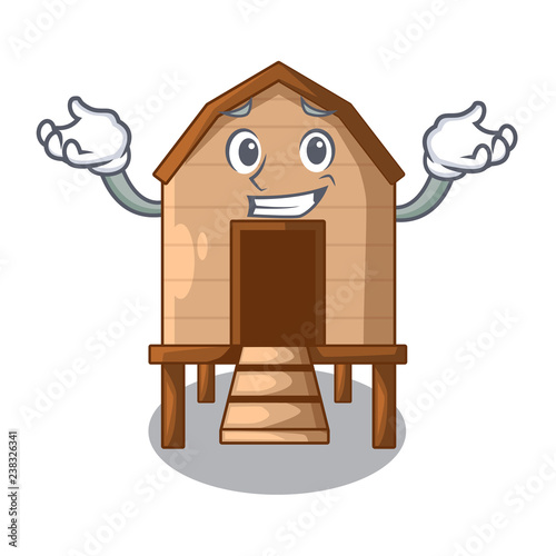 Grinning chiken coop isolated on a mascot