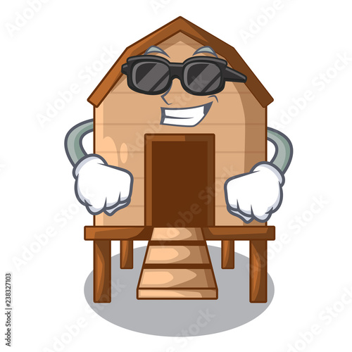 Super cool chiken coop isolated on a mascot