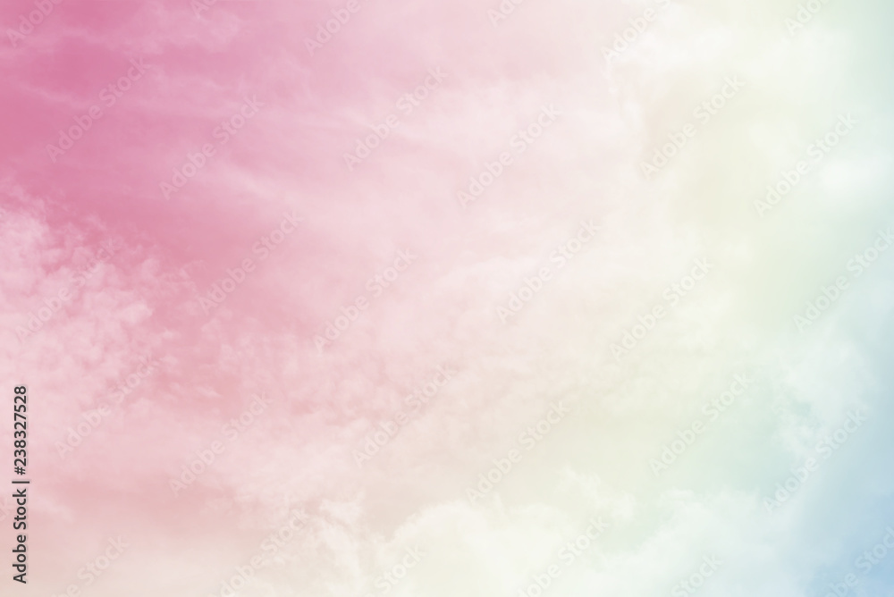 Sun and cloud background with a pastel colored
