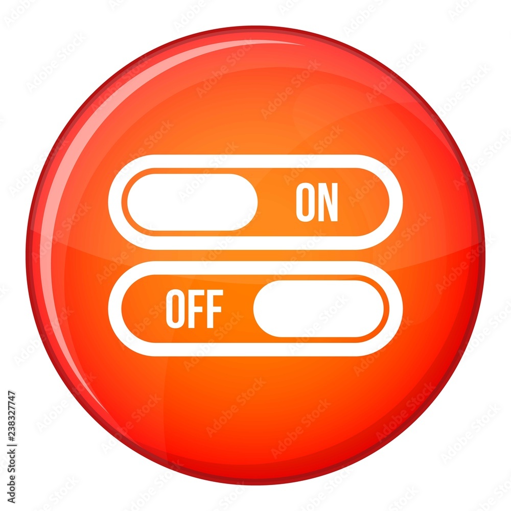 Button on and off icon in red circle isolated on white background vector illustration Button on and off icon in red circle isolated on white background vector illustration