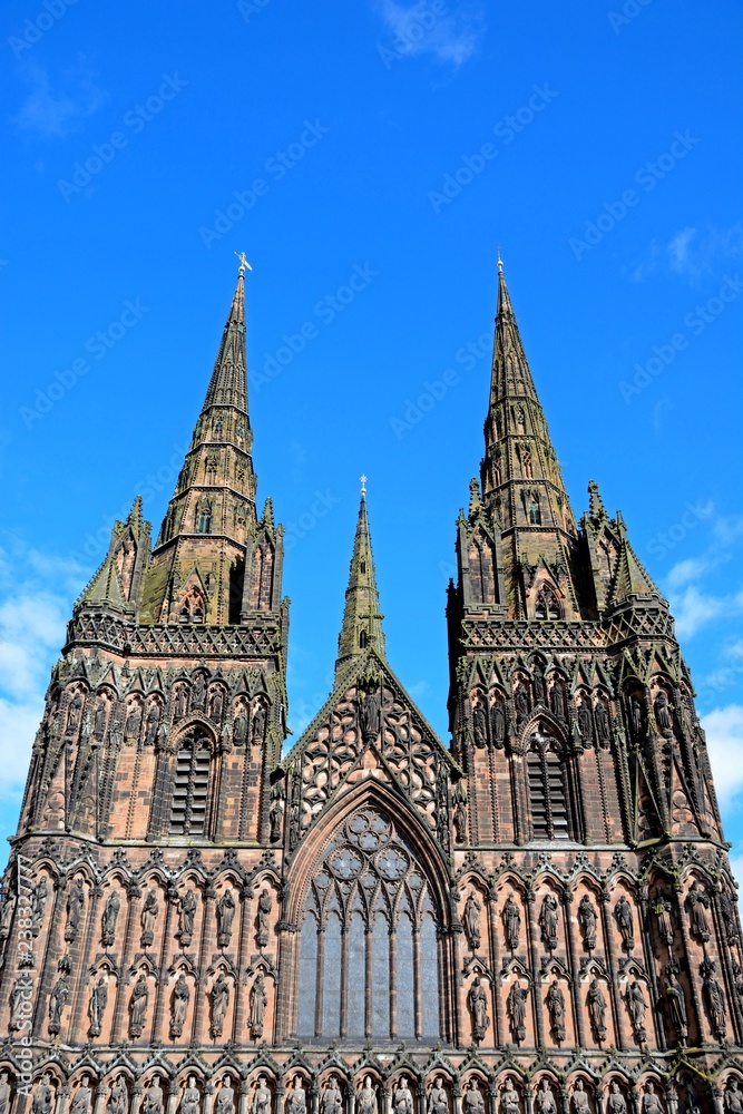 Front view of Lichfield Cathedral, Lichfield, UK. Front view of Lichfield Cathedral, Lichfield, UK.