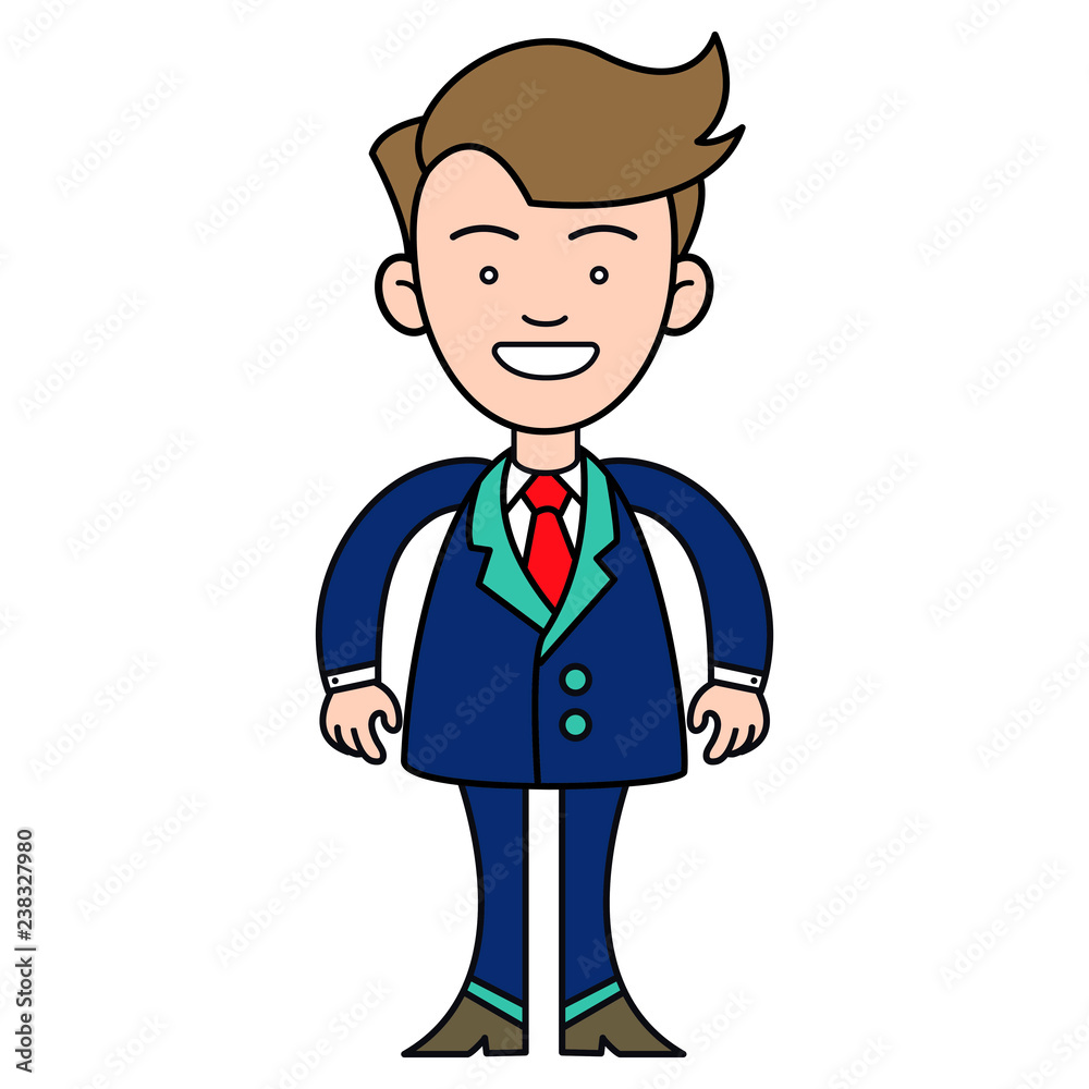Businessman for animated films and business plans. With suit and tie and friendly facial expression. Vector graphics, comic style. Businessman for animated films and business plans. With suit and tie and friendly facial expression. Vector graphics, comic style.