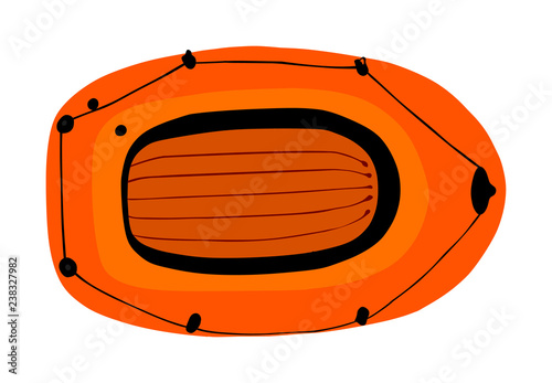 Inflatable boat vector isolated on white background. Rubber boat blowing by air. Summer joy equipment for relaxing and leisure summer time.
