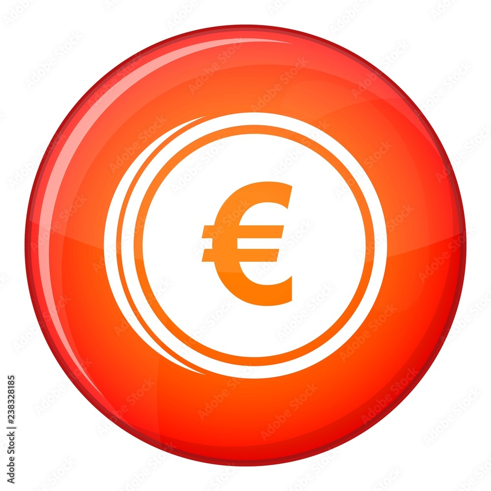 Euro coins icon in red circle isolated on white background vector illustration Euro coins icon in red circle isolated on white background vector illustration