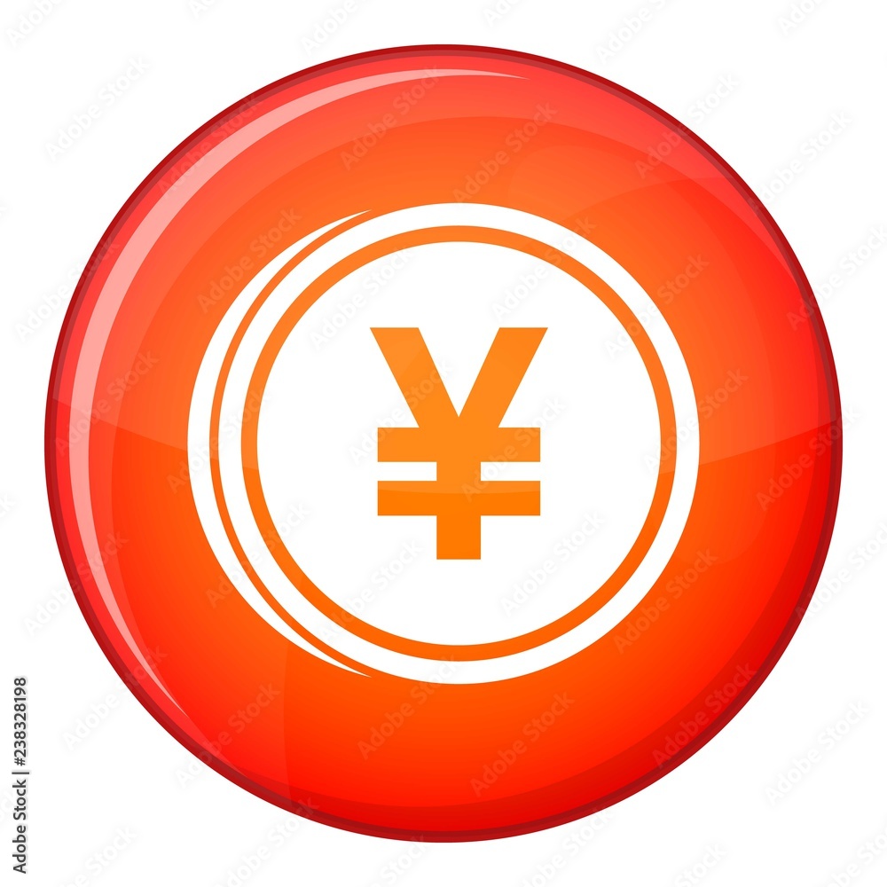 Coin yen icon in red circle isolated on white background vector illustration Coin yen icon in red circle isolated on white background vector illustration