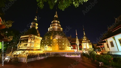 Beautiful Wat Phra Singh temple the very most famous temple at twilight, Chiang Mai, Thailand.