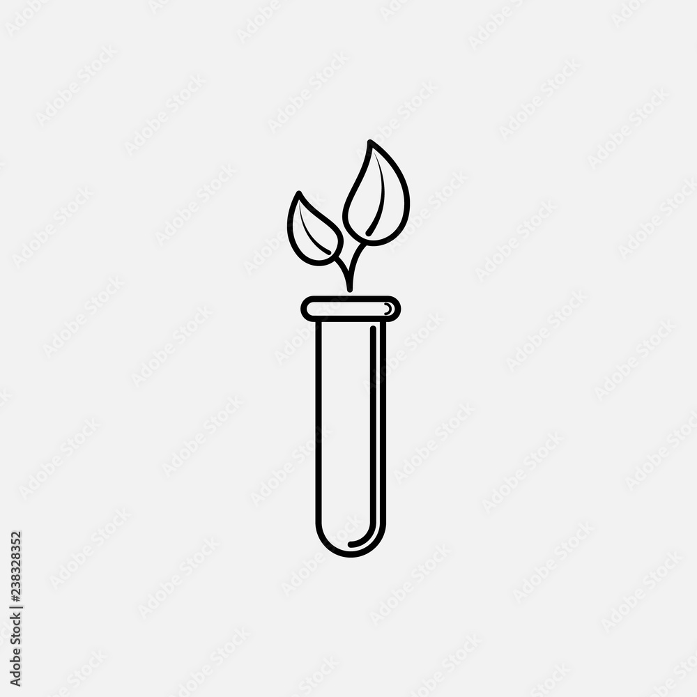 Plant in a flask outline icon. icon. Plant in a test tube outline concept symbol design. Stock - Vector illustration can be used for web. Plant in a flask outline icon. icon. Plant in a test tube outline concept symbol design. Stock - Vector illustration can be used for web.
