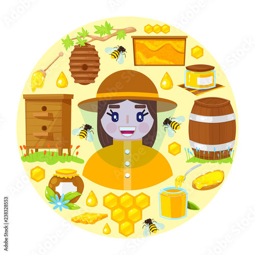 beekeeper and objects of beekeeping