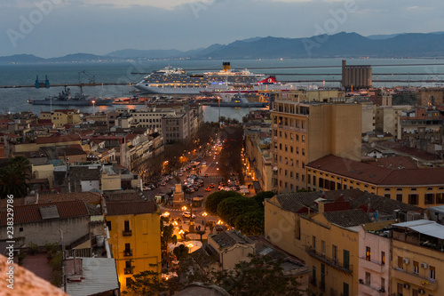 Wonderful view on  Piazza Yenne in Center of Cagliari Casteddu city in Sud sardinia, Italy photo