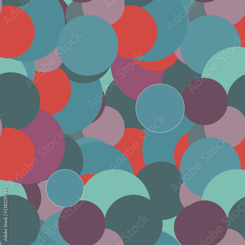 Dark abstract seamless background with colored rounds, vector illustration