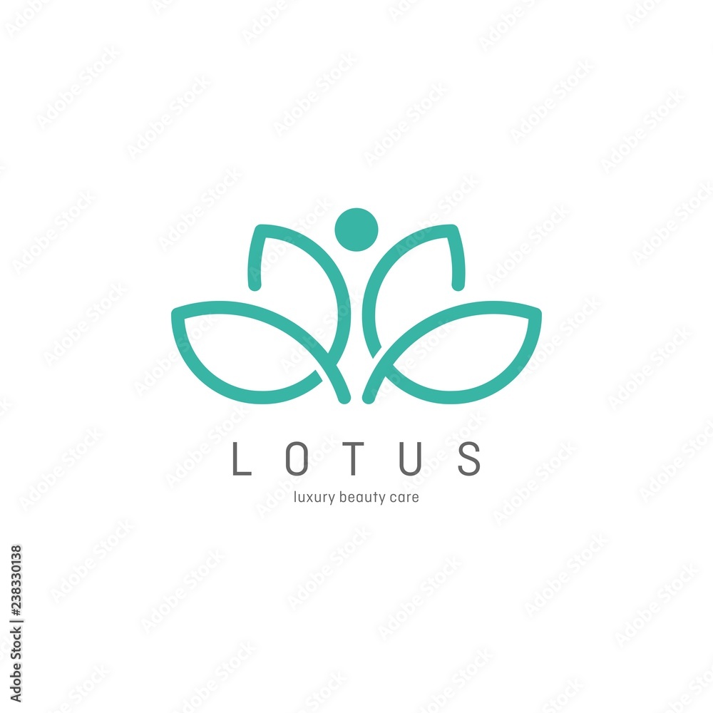 Flower Logo abstract design vector template. Lotus SPA icon. Cosmetics Hotel Garden Beauty salon Logotype concept.