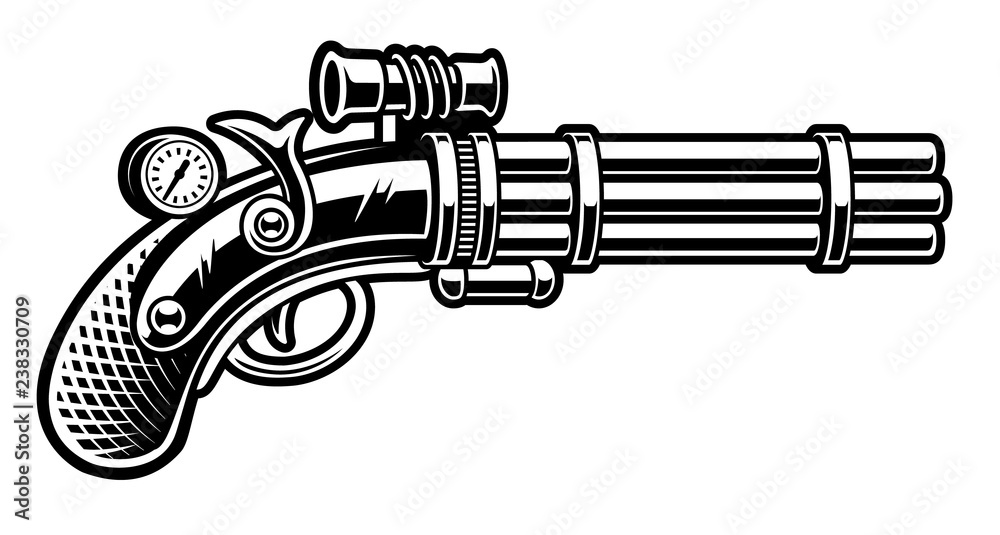 Vector illustration of handgun in steampunk style