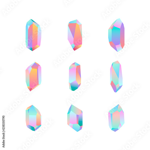 set of nine crystal design elements