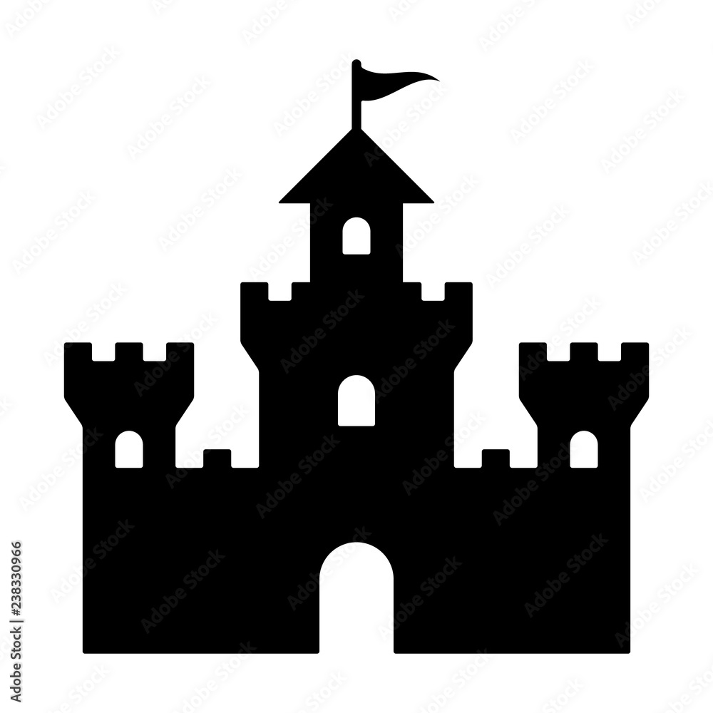 Large castle fortress or kingdom flat vector icon for games and websites Large castle fortress or kingdom flat vector icon for games and websites