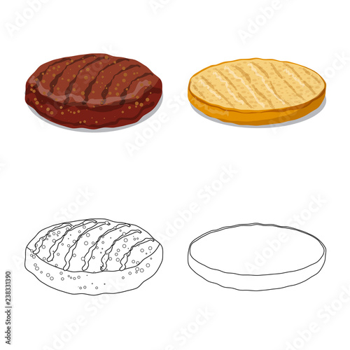 Isolated object of burger and sandwich symbol. Set of burger and slice stock vector illustration.