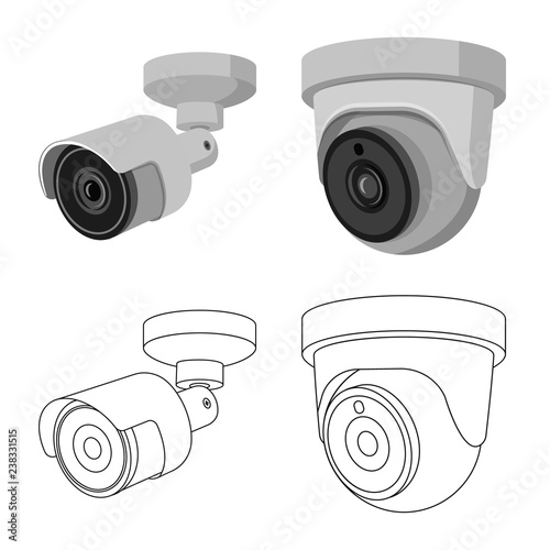 Vector illustration of cctv and camera icon. Collection of cctv and system stock symbol for web.