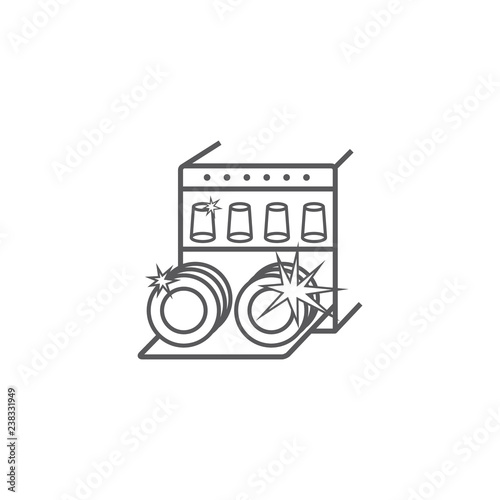 Dishwasher line icon. Household appliances symbol. Vector sign for web graphic.