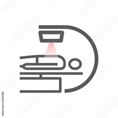 Body CT, CAT Scan. Line icon. Radiotherapy sign. Vector symbol for web graphic.