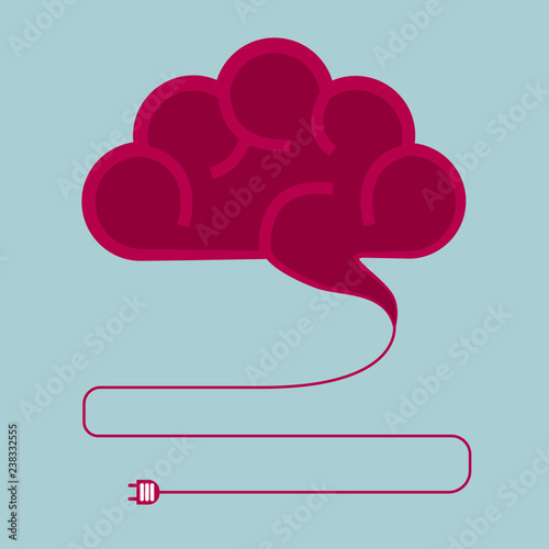 Brain charge concept Design.Isolated on blue background.