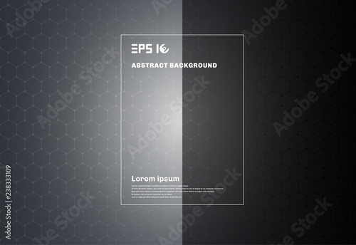 Abstract hexagons seamless pattern on separate gray and black background and texture.
