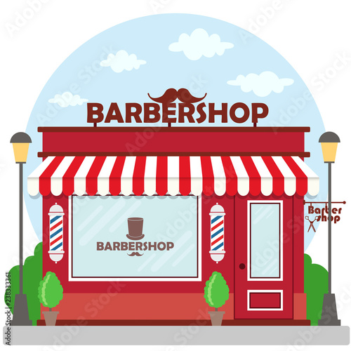 Street building facade barbershop