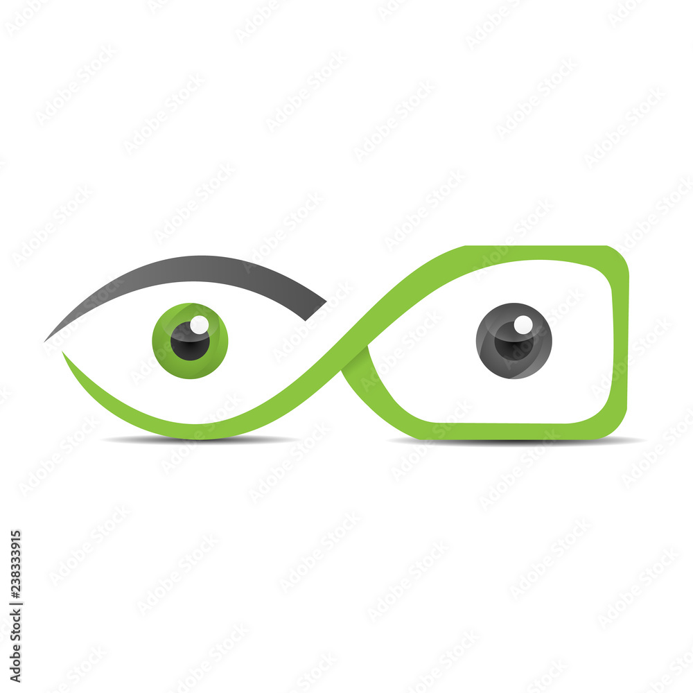 Eyes with glasses coloring design illustration. An Abstract eye with glasses logo designs