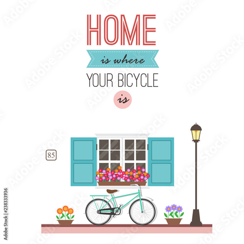 Street building facade of the house