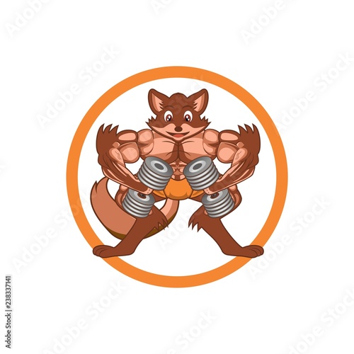 Cartoon fox character fitness body building vector eps format