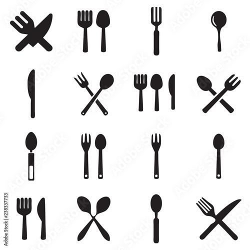 kitchen fork and spoon icon vectors