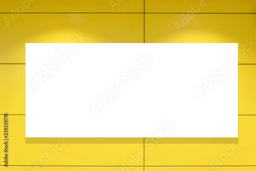 indoor car parking and empty white billboard .Blank space for text and images.
