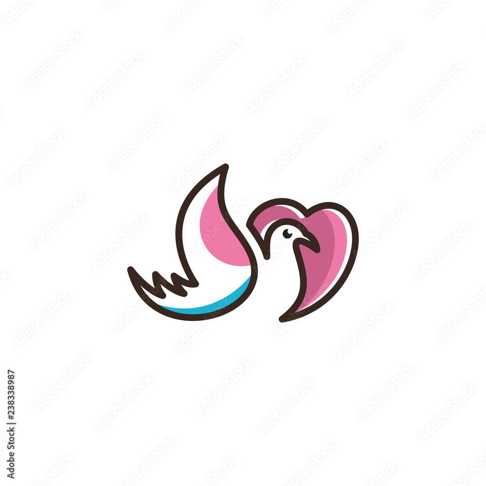 vector logo Love bird icon line art picture