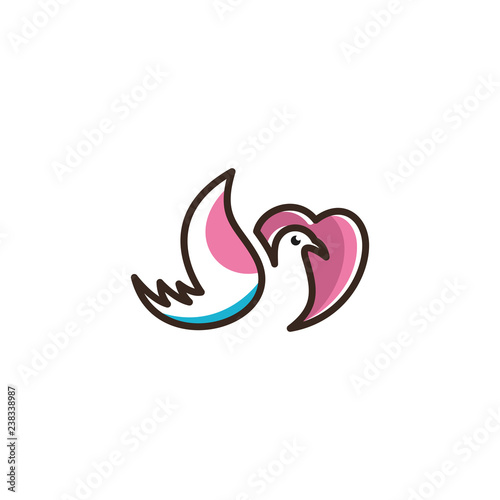 vector logo Love bird icon line art picture