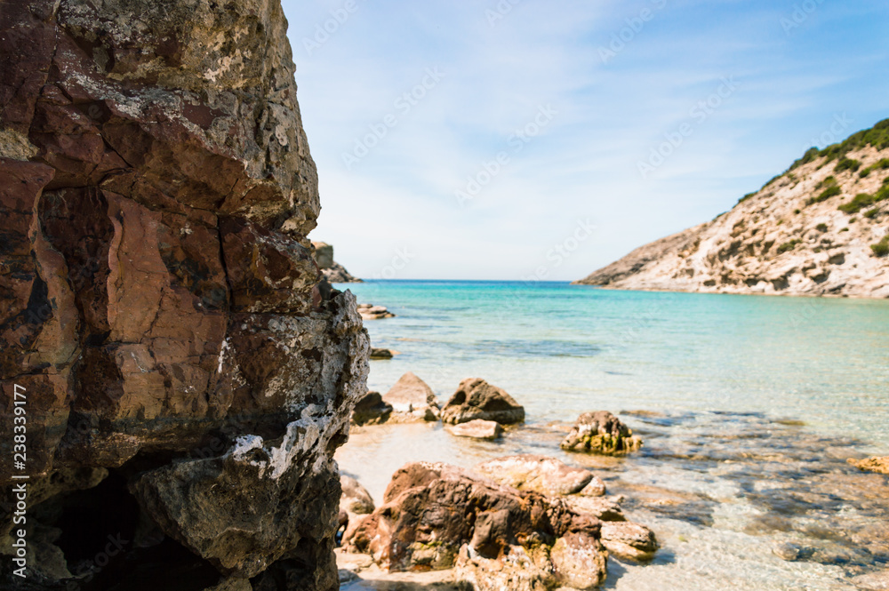 Calasetta beach Cala during sunshine  in summer Sardinia mediterranean Sea coast wonderful seaside