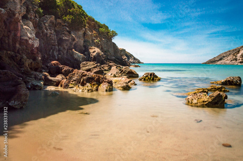 Fototapeta Naklejka Na Ścianę i Meble -  Calasetta beach Cala during sunshine  in summer Sardinia mediterranean Sea coast wonderful seaside