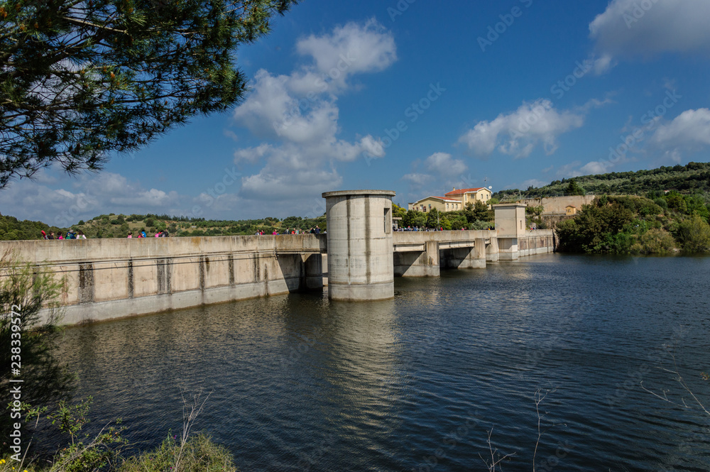 Dam on Lake Barrocus in Isili  town in the historical region of Sarcidano, province of South Sardinia.Italy