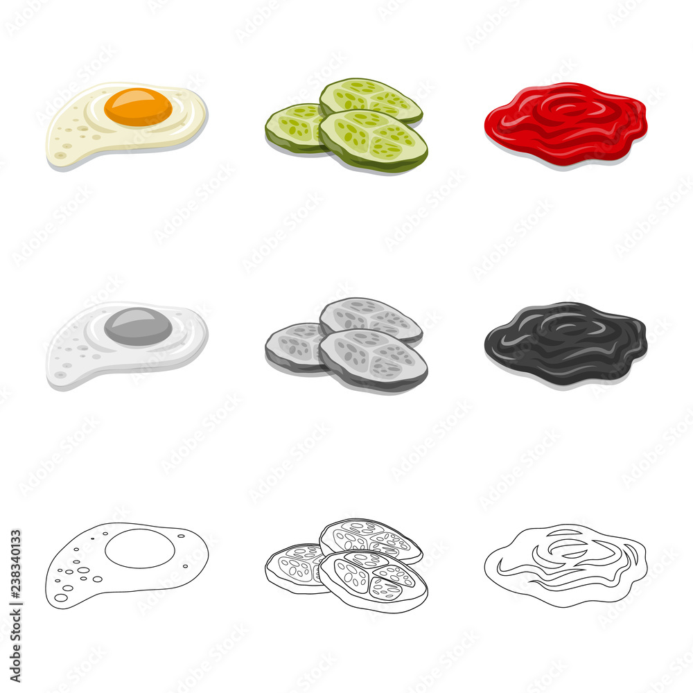 Vector design of burger and sandwich sign. Set of burger and slice vector icon for stock.