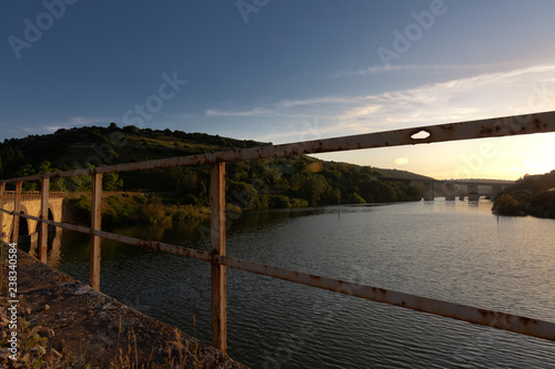 View Lake Barrocus from Railway train bridge in Isili town in the historical region of Sarcidano, province of South Sardinia.