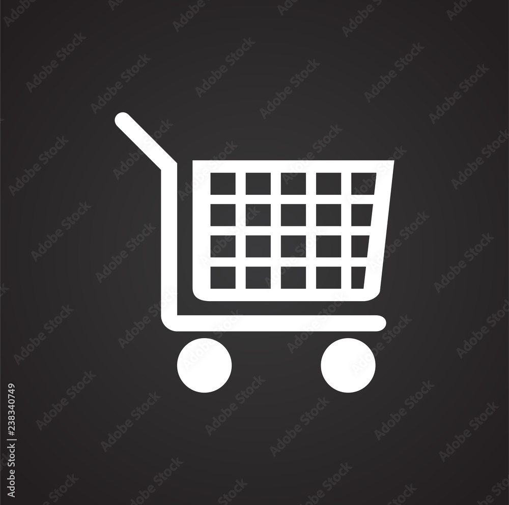 Online shopping cart icon on black background for graphic and web design, Modern simple vector sign. Internet concept. Trendy symbol for website design web button or mobile app Online shopping cart icon on black background for graphic and web design, Modern simple vector sign. Internet concept. Trendy symbol for website design web button or mobile app