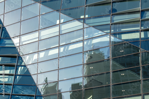 Photography modern office building with reflection in windows
