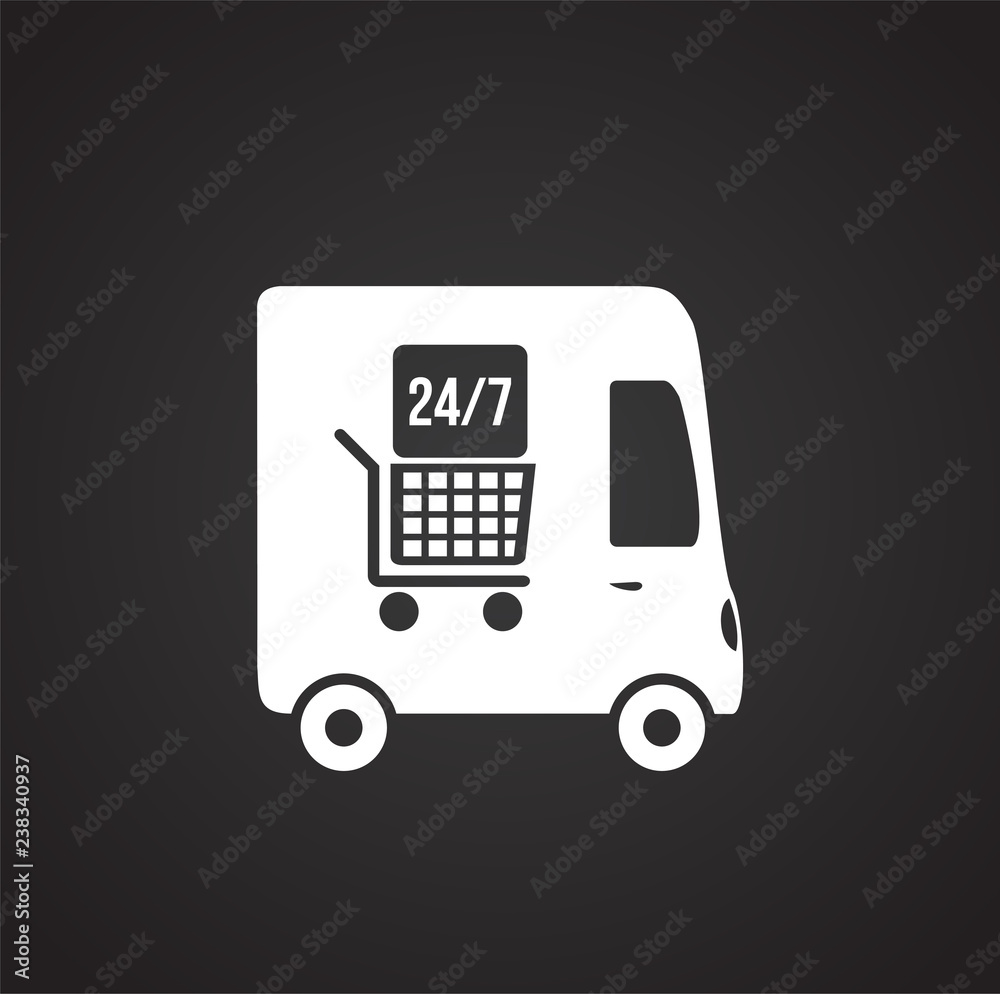 Online shopping worldwide shipping icon on black background for graphic and web design, Modern simple vector sign. Internet concept. Trendy symbol for website design web button or mobile app