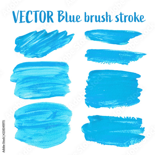 Blue brush stroke isolated on white background, Vector illustration.