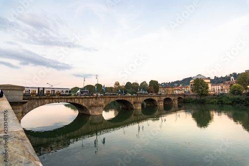 View of the river Po of Turin Piedmont Torino Lovely city of Italy Italia